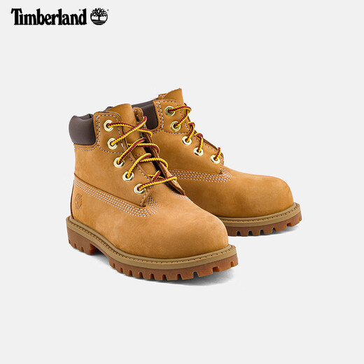 添柏岚（Timberland）官方小童鞋大黄靴马丁靴高帮户外旅行偏大|12809 12809W/小麦色 27 (6孔黄铜鞋眼)