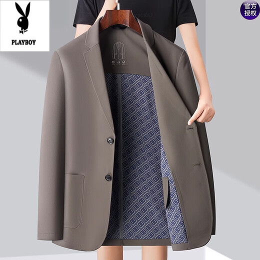 花花公子（PLAYBOY）西服外套男士2025年春秋季商务休闲小西装纯色便西正装单西上衣 蓝色 M 170
