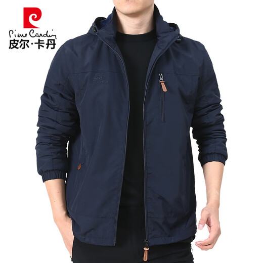 Pier Cardin jacket jacket men's spring and autumn men's outdoor American windproof windbreaker men's autumn sports jacket dark blue 9888 without fleece XL