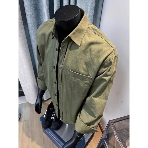 Poum Khaki Shirt Herren-langärmelige japanische lässige Cityboy-Hemdjacke Herren Herbst neue vielseitige Kleidung Khaki L.
