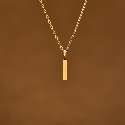 Shiyi high-end Korean popular Korean 14K gold necklace women's simple fashion strip glossy pendant clavicle chain set chain pendant