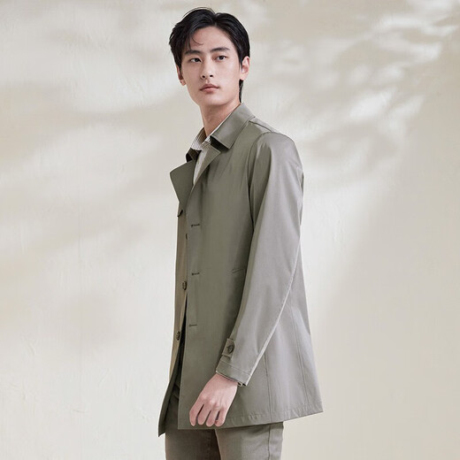 Angel Bird Casual Windbreaker Mid-Length Men's Straight Jacket Gray XL-50(180/100)