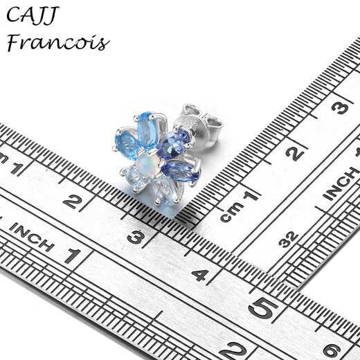 CAJJ Francois Huahua Colorful Treasure Earrings, Opal Tanzanite Topaz 925 Silver, Give as a Gift for Your Own Wear, Natural Colorful Treasure Jewelry, Huahua Earrings