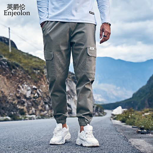 ENCHEOLON Fashion Marque plus Velvet épaissis Pantalons de travail Men d'automne et de style hivernal pantalon lâche pantalon hiver