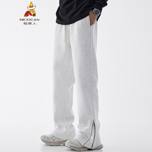
Scarecrow American Zipper Casual Sleeping Pants Men's 2025 Spring New Fashion Brand Loose Micro Flag Sport Pants High Street Straight Pants Black Z9859 L