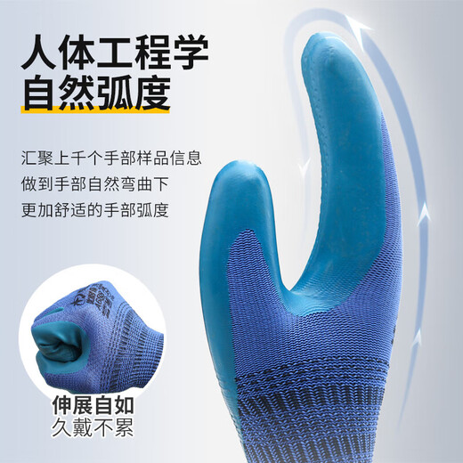 Xingyu-Arbeitsschutzhandschuhe A688 Wear-resistente, nicht seltsame, nicht rutschende, atmungsaktive Latex-Physikalische Carpenter-Schutzhandschuhe 12 Doppelqualitätsschutz A688 Prägt, Anti-Schlupf