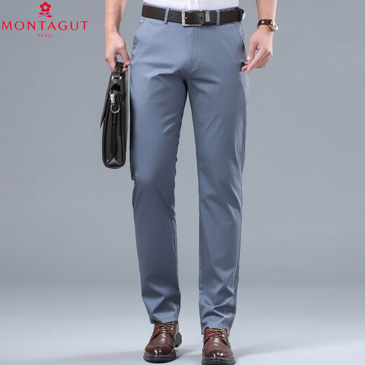 Mengtejiao Französische Business Casual Hosen Herren 2024 Sommer Dünner Straight Mid-T-T-Mid-T-Mid-End-Baumwolle Vielseitige Hosen 9928-1 Khaki 29