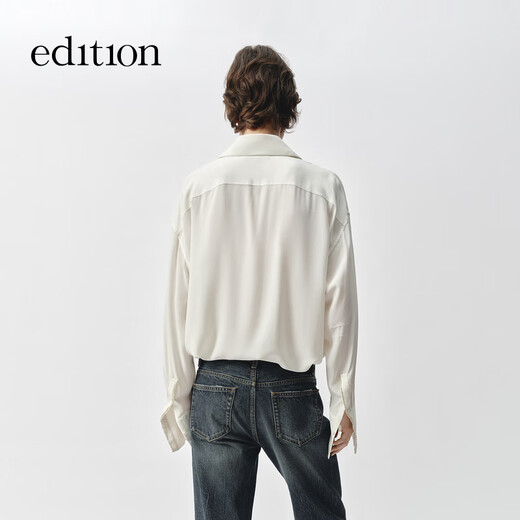 Edition elite wardrobe series 2025 spring new hand-beaded mulberry silk light luxury French shirt milk white M