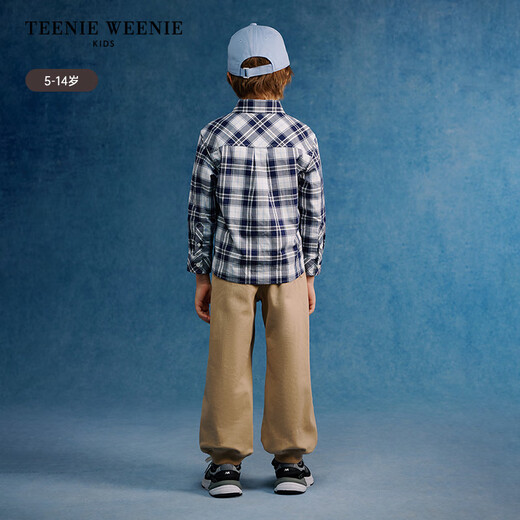 Teenie Weenie Kids 25-year-old boys' classic college style long-sleeved shirt navy blue 130 cm