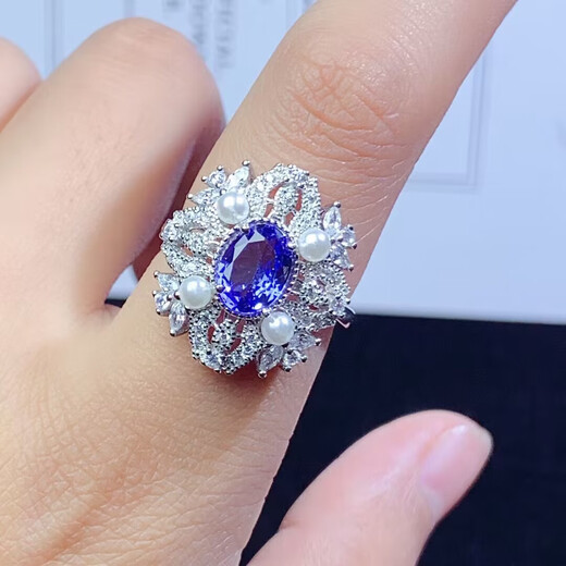 Canxian 925 silver tanzanite set ring pendant for women exquisite luxury hand-inlaid colored gemstone bare stone can be 14K9K 6*8 tanzanite ring