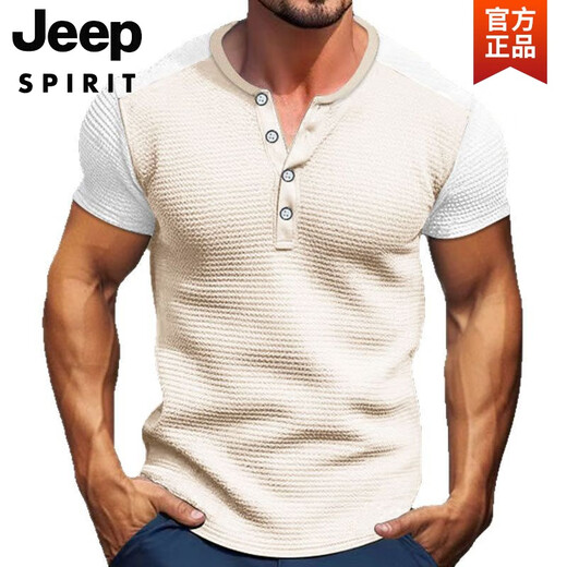 Jeep Spirit Workswear American rétro lourd poids confortable Henry Shirt ami kaji à manches courtes fitness dure