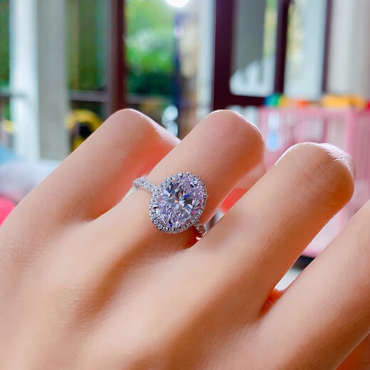 Guanpu Pavilion pt950 platinum pigeon egg ring moissanite women's oval luxury large diamond ring 3 carats group 1.5 carats - half diamond arm size 8