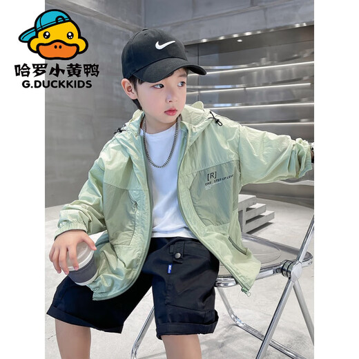 G.duck children's clothing boys summer sun protection clothing jacket 2024 new medium and large children summer boys thin breathable sun protection clothing gray 150 cm
