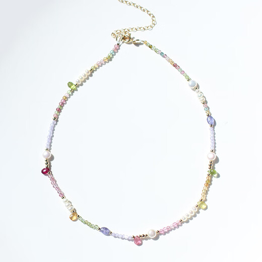 Li Shen original design natural macaron tourmaline pink tourmaline tanzanite peridot freshwater pearl beaded tourmaline necklace custom adjustable necklace