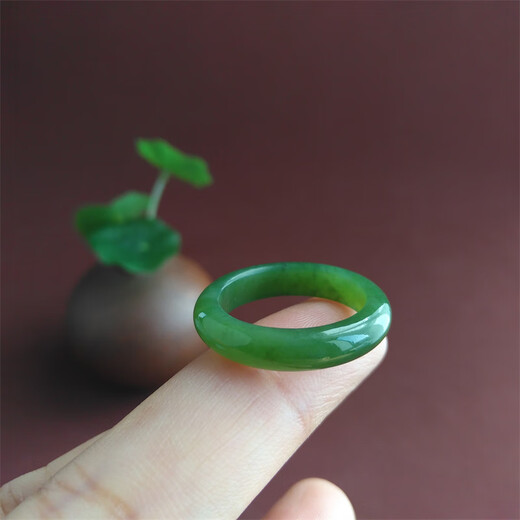 
Kechu Natural Hetian Jade Jade Ring Ring Ring Blank Jade Ring Pendant Spinach Green Yang Green Fruit Green Certificate [No. 16862] Inner Diameter 18.2mm