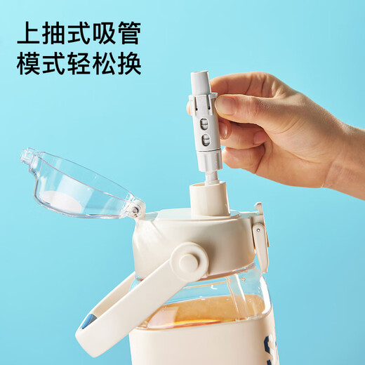 Shangtai Shotay Square Plastikbecher 1050 ml Kesselabdeckung Strohwasserbecher mit Griffgurt 4722 Weiß