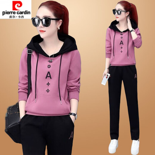 Erster Trail Casual Anzug für Frauen 2025 Neue Mode Korean große Größe gestickt lose Sweatshirt Zwei 686 Black M Empfohlen 75-90jin [Jin entspricht 0,5 kg]