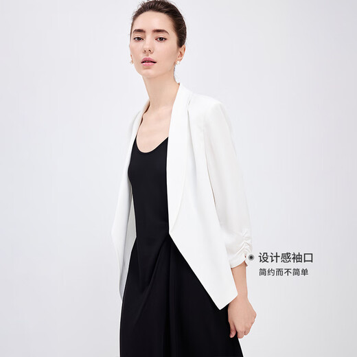 Navigare Italian small sailing lady's small suit spring and summer slim three-quarter sleeve single suit commuting green fruit collar suit for women Glacier White M