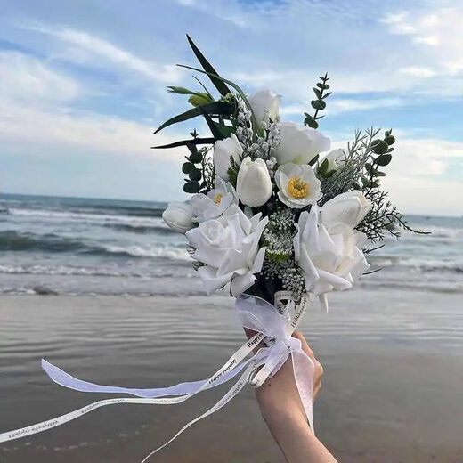 帝兰慕森系婚礼手捧花新娘结婚感婚纱照领证户外演出仿真求婚道具花 听风 新娘手捧花【成品发 限时】