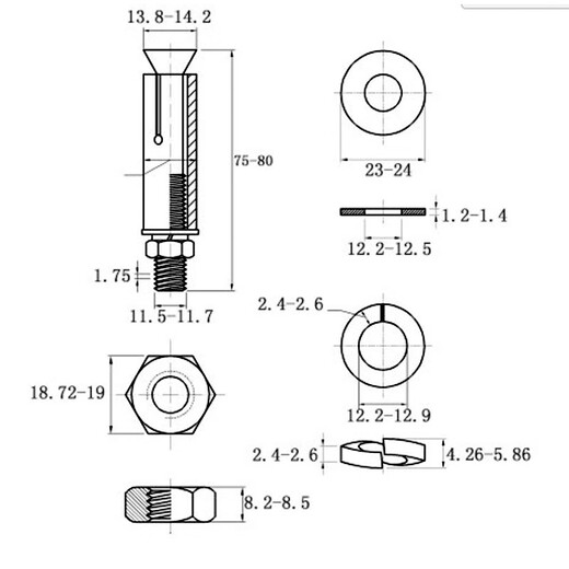 XMSJ boîte entière en gros norme nationale boulon d'expansion galvanisé vis pop-up vis d'expansion M6M8M10M12M14M16M20 crochet pop-up M12130 par boîte