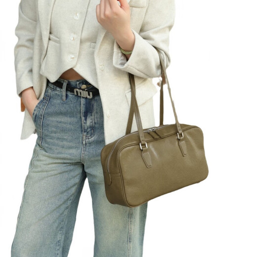Mospoke Light Luxury Brand Genuine Leather Bag Bags Women's Bolse Retro Axx Bag Bag Bolle Bag Bag Nicho de vaca Crossbody Bag 878 Angora Ancho rojo 33*Altura 18*Gros de espesor 10 cm