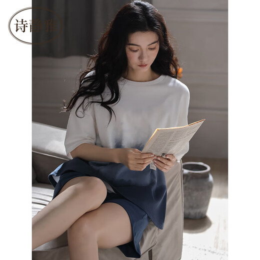 诗静雅（SHIJINGYA） 睡衣女夏季纯棉薄款短袖短裤家居服夏天时尚休闲可外穿套装 CXH 12210女短袖 2XL 女(推荐140-160斤)