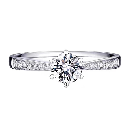 Pt950 platinum six-prong row of diamonds 1 carat moissanite white gold diamond ring female proposal wedding ring gift for girlfriend light luxury model micro-set six prongs main diamond 50 points closed size 12