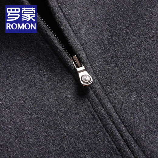 罗蒙（ROMON）2024新款羊毛毛呢外套男士秋冬季加厚翻领中年男士夹克呢子上衣 黑色 3XL 190