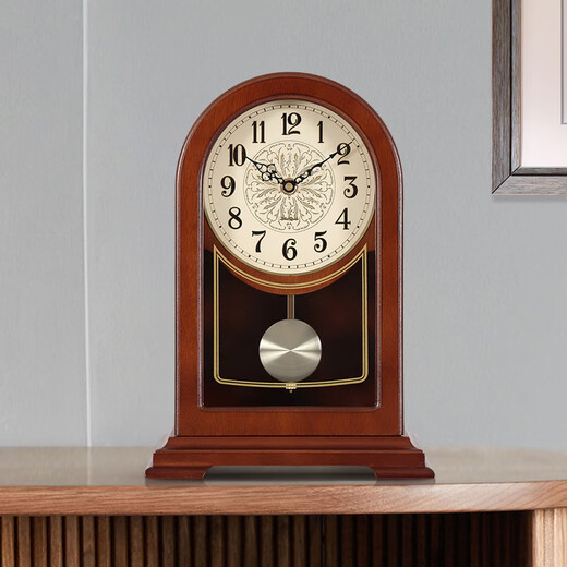 MapleLeaf home solid wood desk clock living room retro desktop personalized clock ornaments new Chinese style simple quartz clock desktop clock Liriodendron wood + time quartz movement + Arabic dial