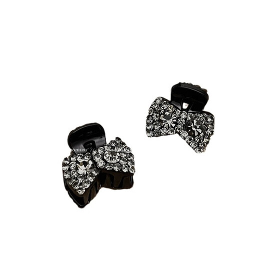 Jiuweiya sparkling diamond bow small clip light luxury small shark clip forehead bangs hair clip female top clip hairpin side clip JYFJ152 sparkling diamond bow small clip 1