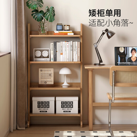 维莎日式实木书架简约橡木书房家具北欧家用客厅展示架书柜陈列架 高书架(702*300*1580mm)