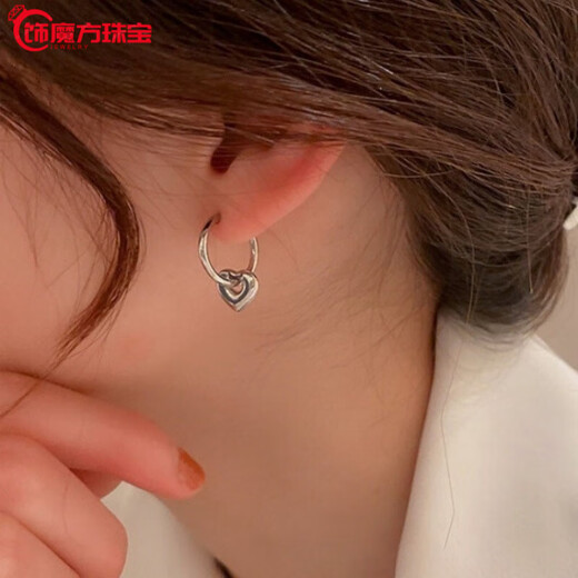 Guanpuge Fat Donglai same style pt950 platinum earrings for women PT950 love earrings 2024 new fashion platinum earrings light platinum love earrings