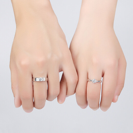 Crystal 925 silver couple rings, a pair of open-ended male and female rings, fashionable silver rings for boyfriends and girlfriends, birthday gifts, student silver jewelry, love rings for this life (j99 live mouth)