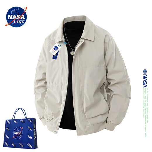 NASALIKE official trendy brand co-branded jacket men's autumn and winter American lapel top windproof casual men's solid color clothes apricot XL (recommended 130-150Jin Jin equals 0.5 kg)