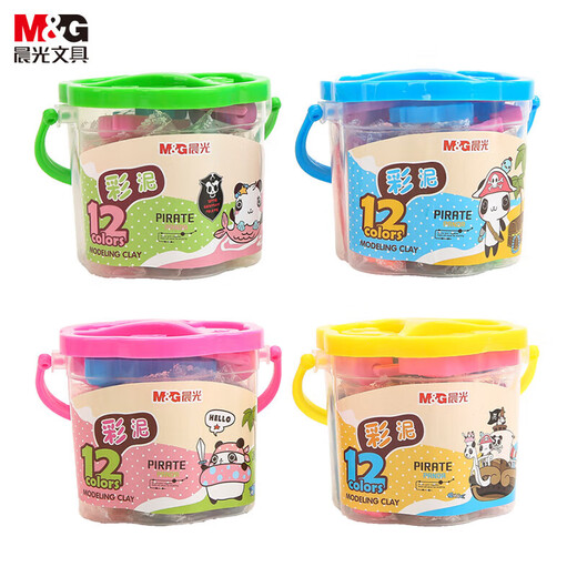Morgenlicht (m/g) Farbschlamm Plastikine Kinderspielzeug Student Zylinder Set handgefertigtes Puzzle DIY12 Farbset Pflaumenblütenform AKE04032 Farbe zufällig (senden Sie 1 Gummi Stück)