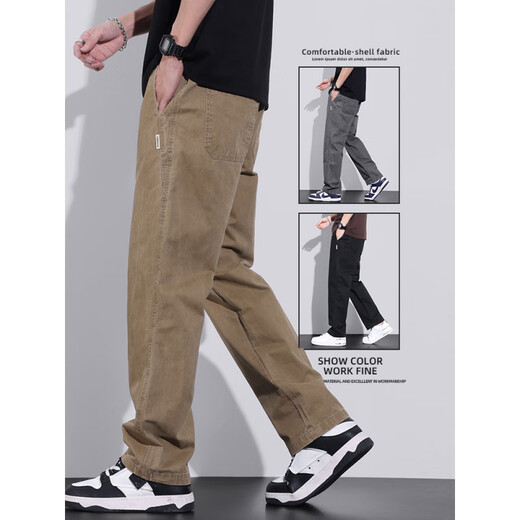 Instant Pants Men's Spring and Autumn Loose Straight Wide Leg Pants Men's 2025 New Style for Men's Summer Working Leisure Pants Men Gray 679-SDP XL [Suggested 120Jin [Jin equals 0.5 kg]-140Jin [Jin equals 0.5 kg]]