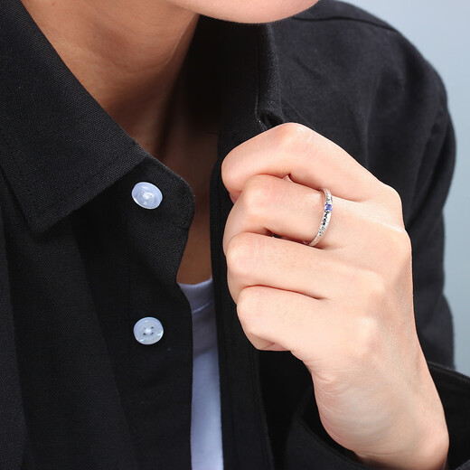 Kechu stone pattern ring sterling silver tanzanite male and female couple ring closed natural crystal sapphire niche original design No. 10