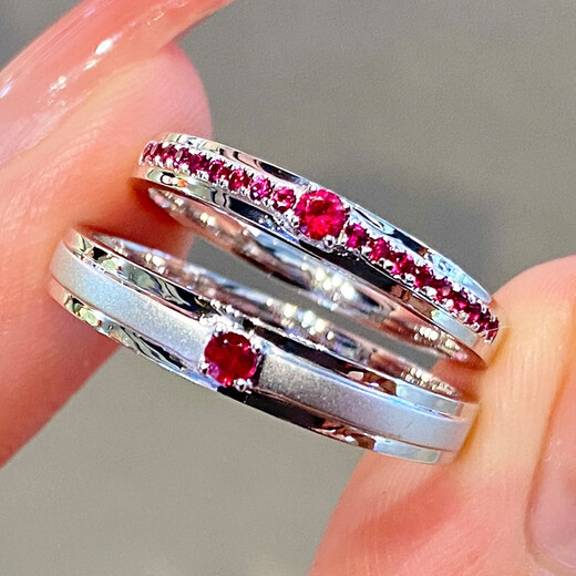Pingyan inlaid sapphire couple ring ruby ring colorful gem pair ring row wedding ring blue sapphire men's ring note ring number