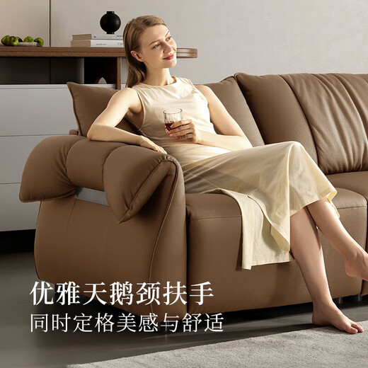 Gujia Home Furnier (Kuka) Italienisch 0 Wand-zu-Wand-Elektromofa, frei mit Federn gepackt, um das Wohnzimmer Top-Layer-Kowide-Sofa 6221 [Klavierschlüssel schwarz] drei Personen links elektrisch zu füllen