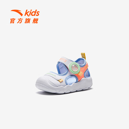 Anta children's sandals, men's and women's baby shoes, 2025 summer new breathable Velcro octopus toe and foot protection beach shoes for women, Anta white/fluorescent orange red-5 21