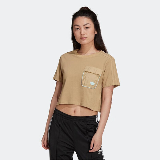 
Adidas 3rd Leaf Crocodile Short Sleeve Women's Summer Top Sports and Casual Half Sleeve Fashion Comfortable High Waist Short Round Neck T-shirt H15829 XS