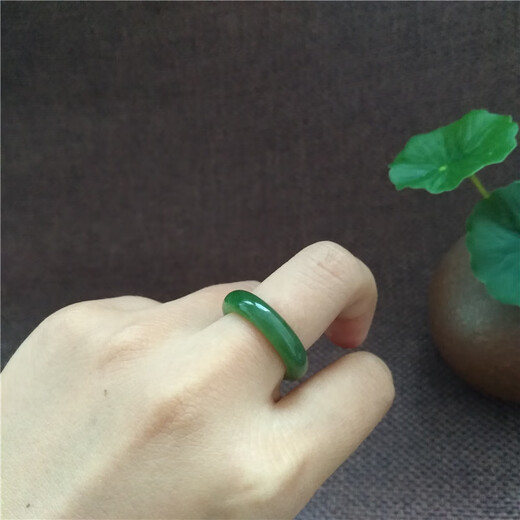 
Kechu Natural Hetian Jade Jade Ring Ring Ring Blank Jade Ring Pendant Spinach Green Yang Green Fruit Green Certificate [No. 16862] Inner Diameter 18.2mm