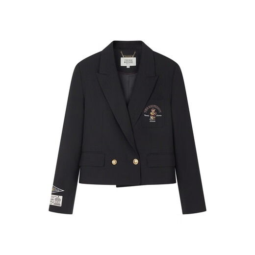 Teenie Weenie Bear Blazer Women's Autumn and Winter College Style Casual Small Single-breasted Small Blazer Women's Black M (165)