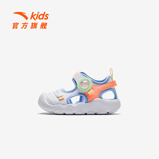 Anta children's sandals, men's and women's baby shoes, 2025 summer new breathable Velcro octopus toe and foot protection beach shoes for women, Anta white/fluorescent orange red-5 21