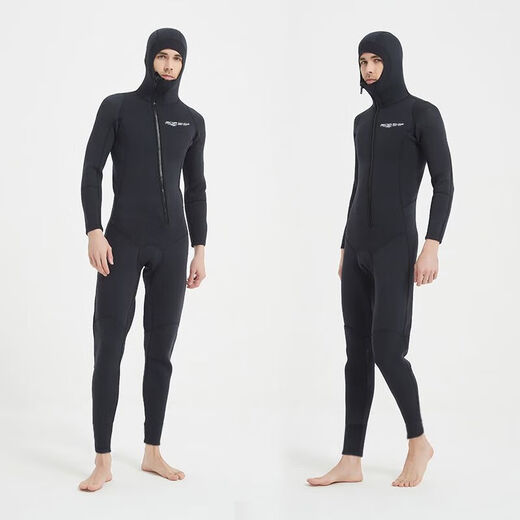 Tanbeiman winter swimsuit cold-proof gelcoat 3MM hooded wetsuit one-piece thickened swimming long-sleeved surfing wetsuit swimming protection + black hooded wetsuit 3XL one size fits all
