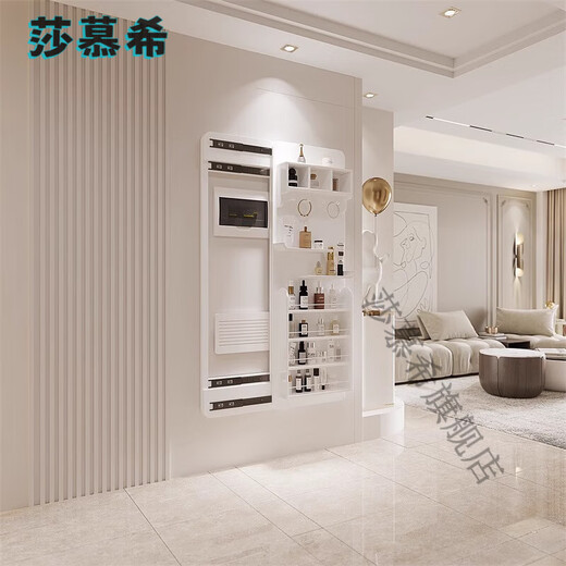 莎慕希（SHAMUXI）实木洞洞板隐藏式推拉穿衣镜多功能全身镜化妆镜卧室收纳置物架现 双轨左推拉(可遮挡电表箱) 50*120cm 【送货上门包安装】
