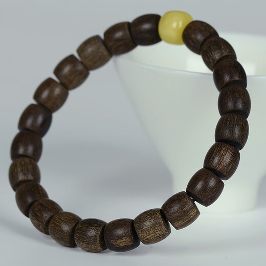 Sandalen wasser-säuglings natürlicher Wildbrunei-Agarholzarmband 8mm9mm Eimer Perlen Schwarzöl Old Agarwood Art Armband [altes Produkt YS6173] Geeignet für Handumfang