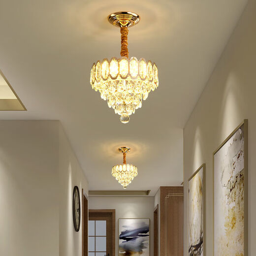 Clcey Zhongshan Lamp Collection 2025 Nouveau couloir d'éclairage d'allumage Entrée Lumière European Crystal Chandelier Balcony Chambre 9928 Gold Tree Color Light Source