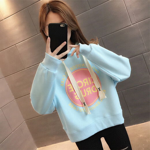 BJORN MOAN加绒/不加绒连帽卫衣女学生2025春秋年新款宽松洋气减龄长袖上衣 白色 6629款 S 建议75斤-85斤