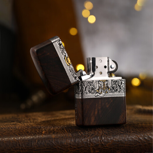 ZIPPO [Ruyi Jixiang] Valentine's Day Selected Lighter Keroleum Golden Camphor Inlay Elephant High-end Wooden Gift Box Men Ruyi Jixiang-Ziguang Sandalwood (DY9902TM) All Size